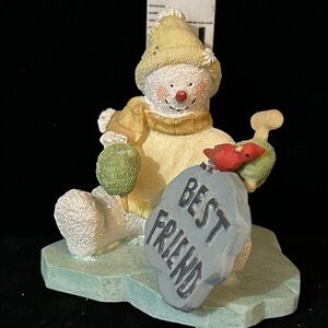 Russ Snowman Figurine with Yellow and Green Accents